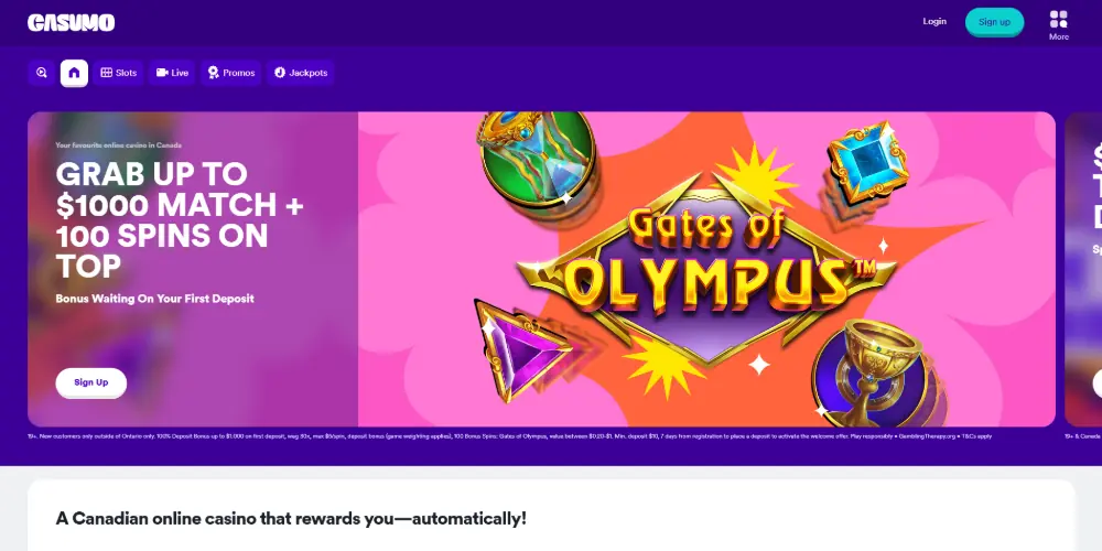 Casumo Casino screenshot showing adventure lobby