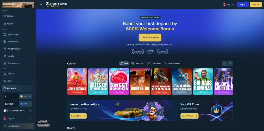 FortuneJack Casino screenshot