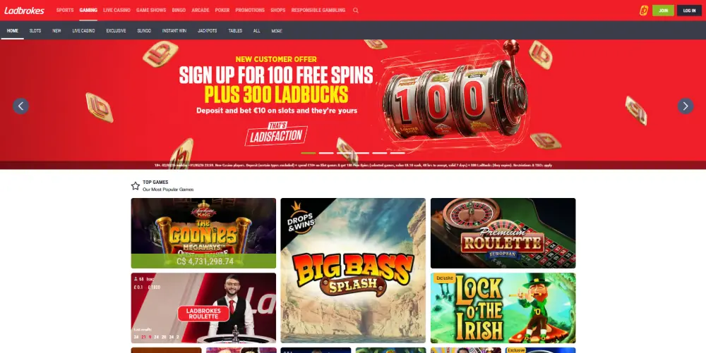 Ladbrokes Casino screenshot