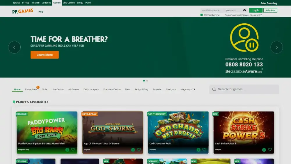 Paddy Power Casino screenshot