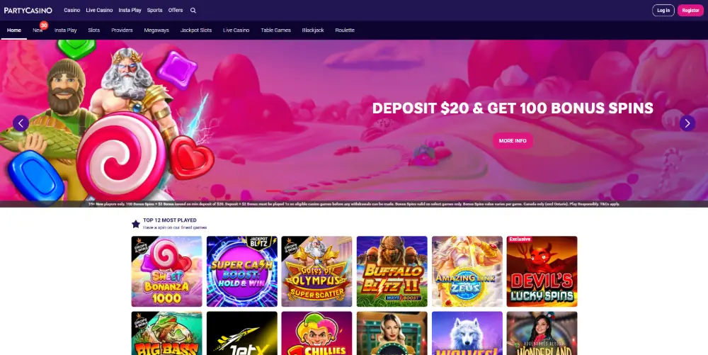 PartyCasino screenshot