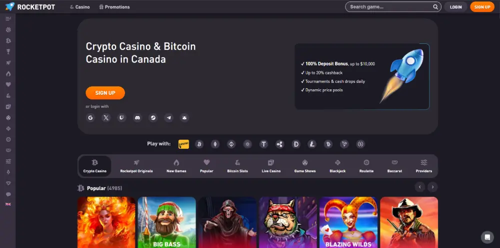 Rocketpot Casino screenshot