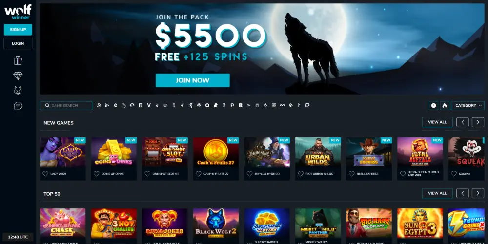 Wolf Winner Casino screenshot
